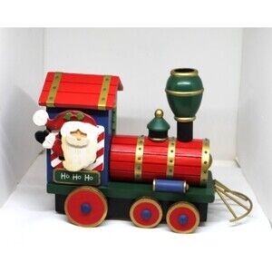 Vintage Kmart Large Wooden Santa Train Engine Christmas Decor